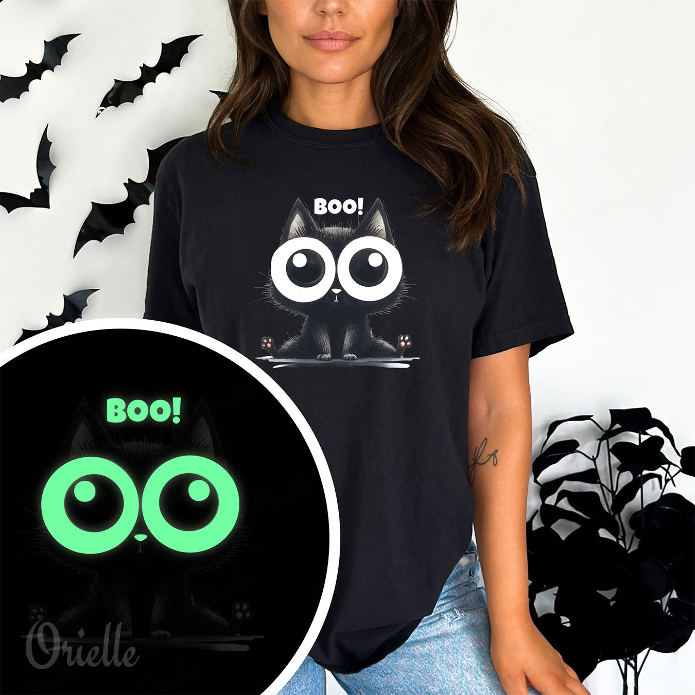 Relaxed Fit Phosphorescent Kitty Boo T-shirt