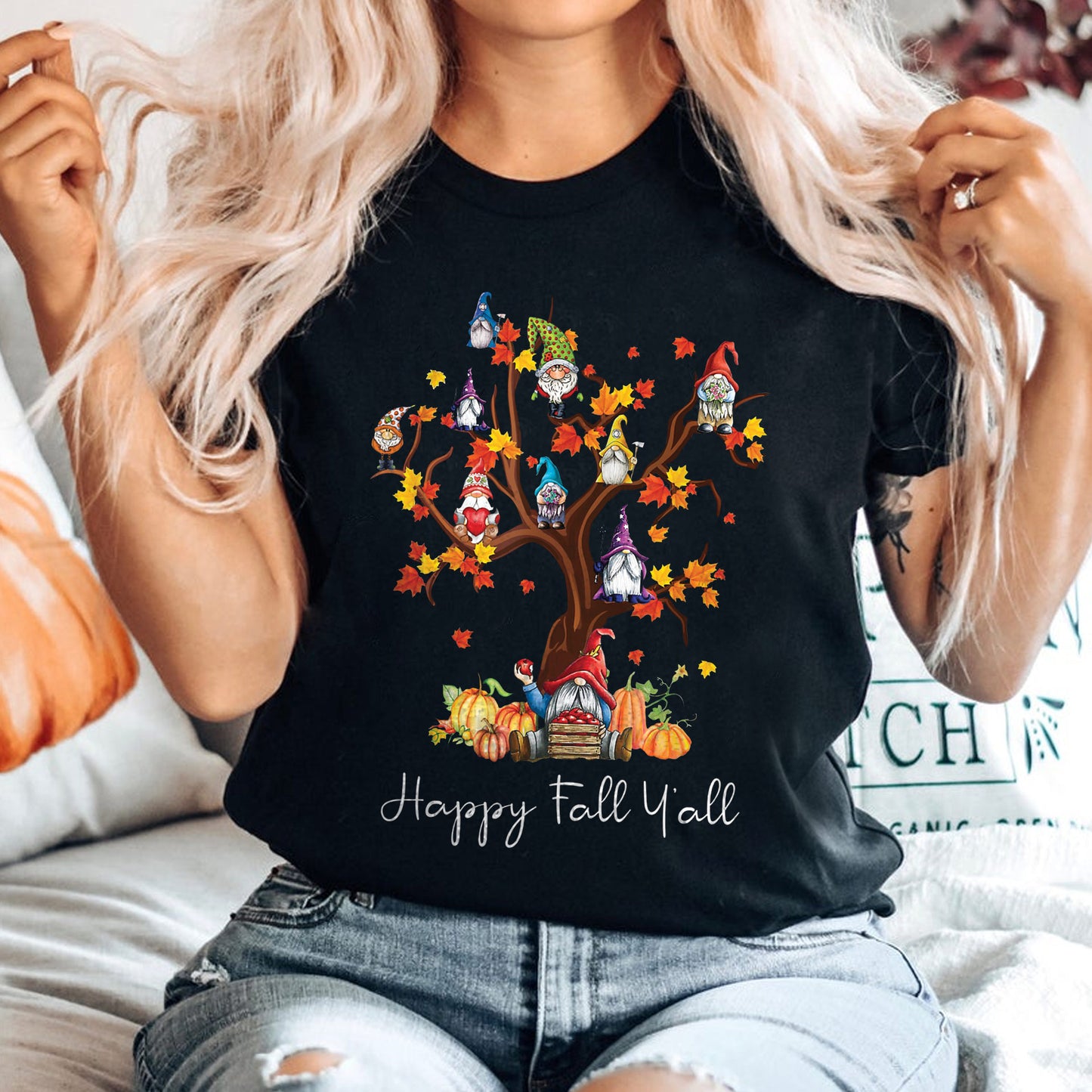 Black T-shirt Happy Tree