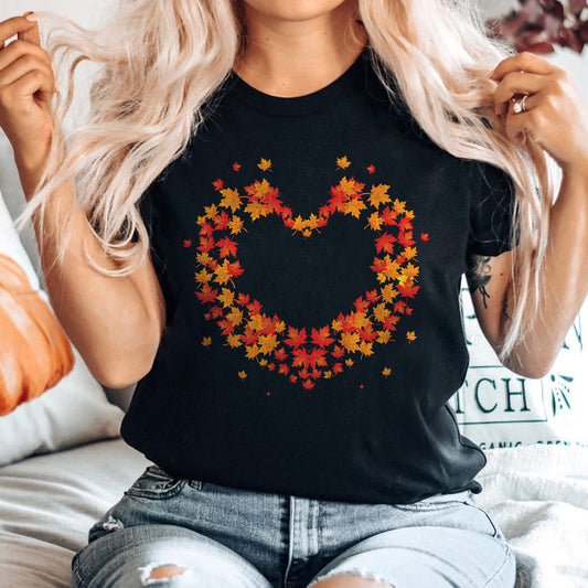 Black T-shirt Leaf Heart