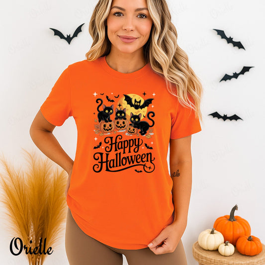 Relaxed Fit Halloween Cats T-shirt